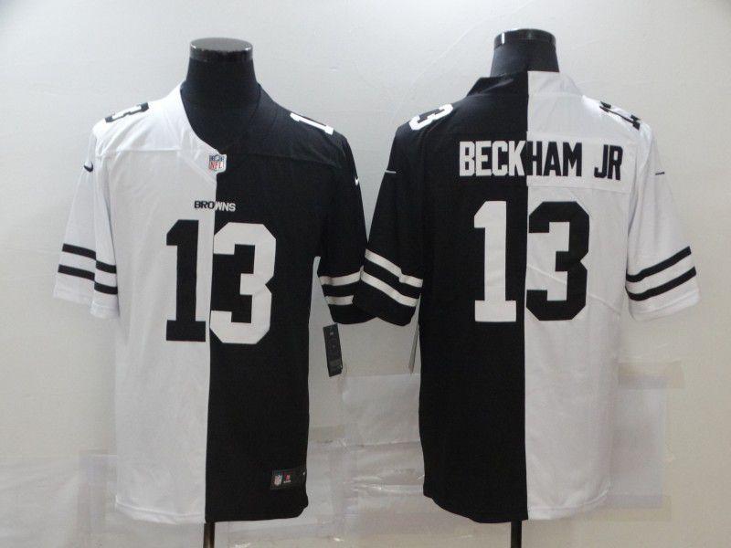 Men Cleveland Browns #13 Beckham jr Black white Half version 2020 Nike NFL Jerseys->green bay packers->NFL Jersey